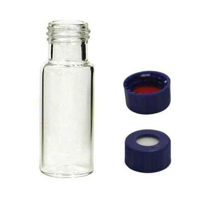 Chromatography Research Supplies 1.8 mL, 9 mm Clear Combo Pack, Slit Seal, PTFE/Sil, Red/White w/cert.(100/pk)